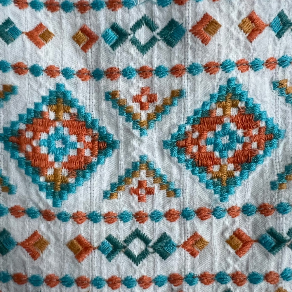 Savannah Jane Boho Bib Embroidery Blouse Ivory Mocha size 2X - Picture 8 of 10